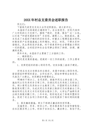 20XX年村总支委员会述职报告