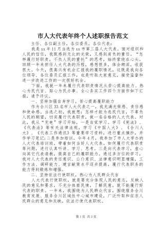 市人大代表年终个人述职报告范文