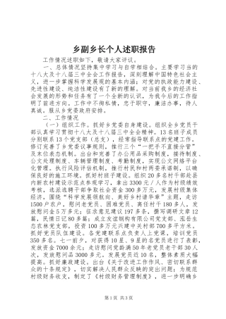 乡副乡长个人述职报告