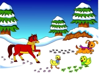 王仲实雪地里的小画家