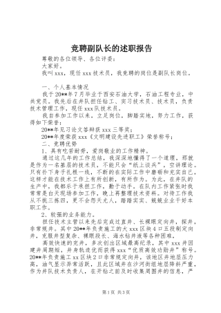 竞聘副队长的述职报告