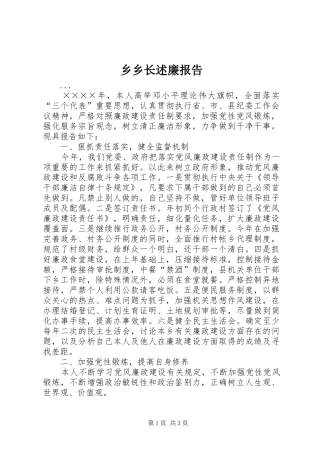 乡乡长述廉报告