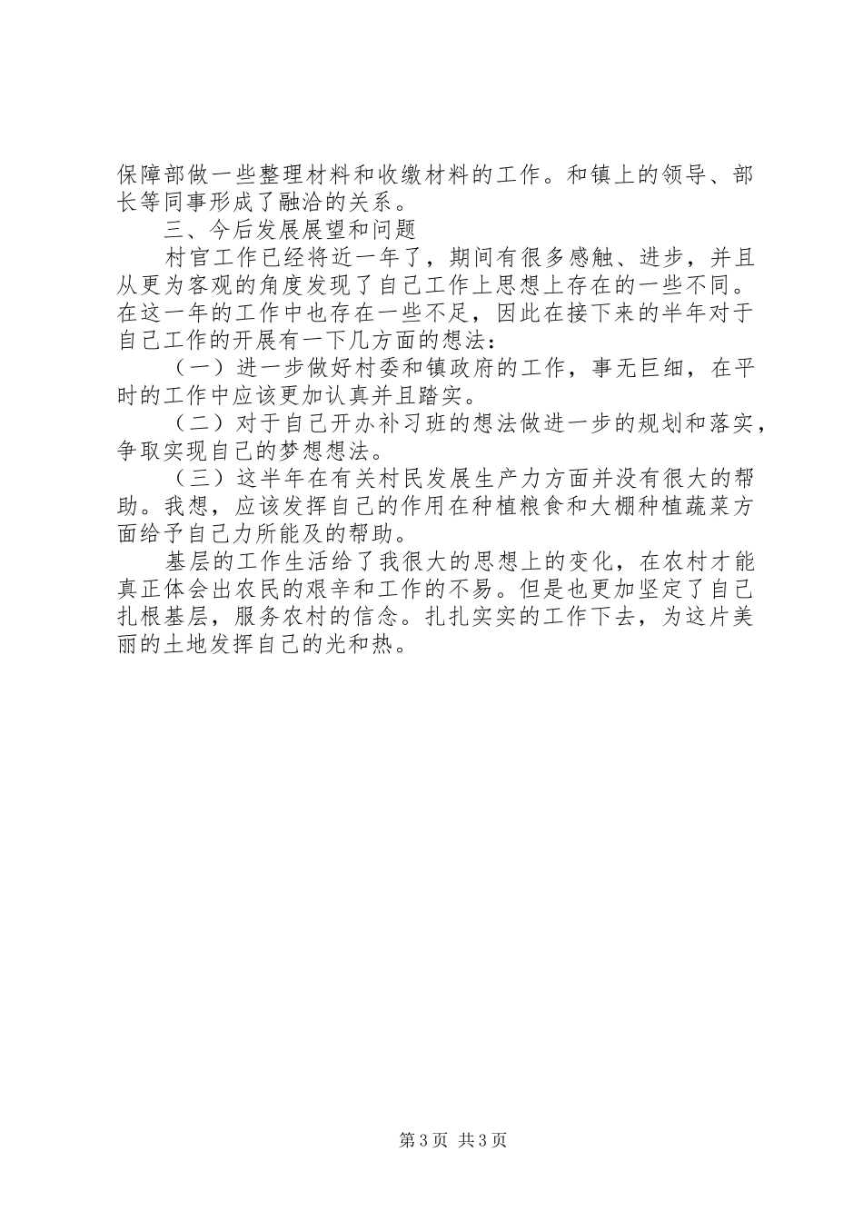 上半年村委支书助理述职报告_第3页