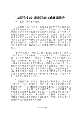 基层党支部书记抓党建工作述职报告