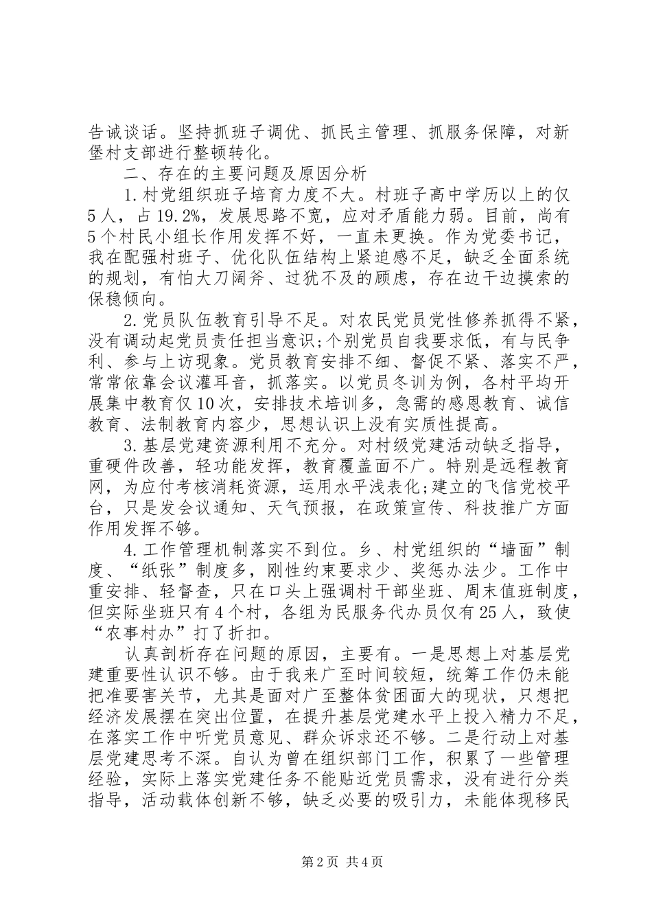 XX年村委书记述职述廉报告范文_第2页