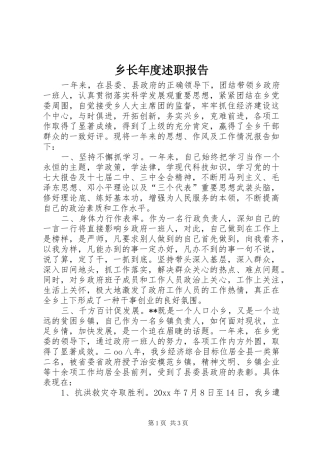 乡长年度述职报告
