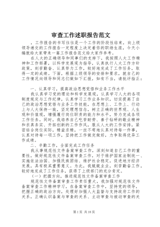 审查工作述职报告范文