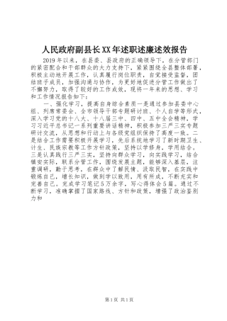 人民政府副县长XX年述职述廉述效报告