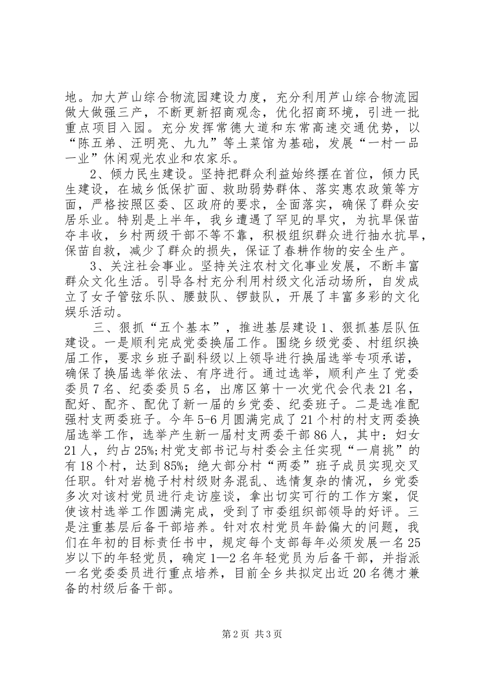乡党委书记基层党建工作述职报告_第2页