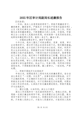 20XX年区审计局副局长述廉报告