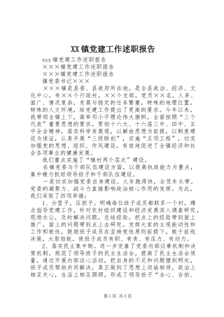 XX镇党建工作述职报告