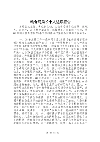 粮食局局长个人述职报告