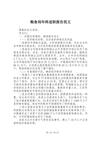 粮食局年终述职报告范文