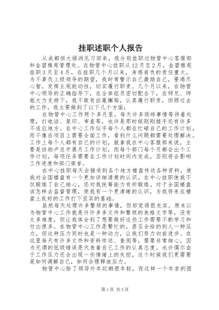 挂职述职个人报告