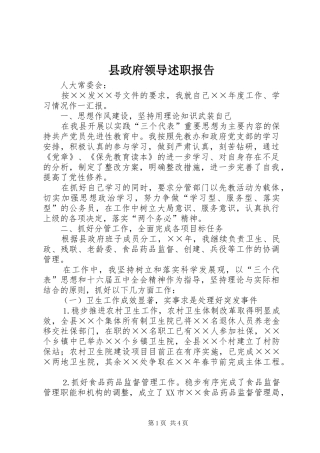 县政府领导述职报告