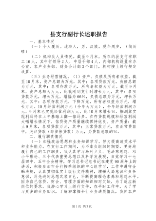 县支行副行长述职报告