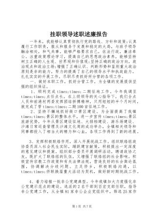 挂职领导述职述廉报告