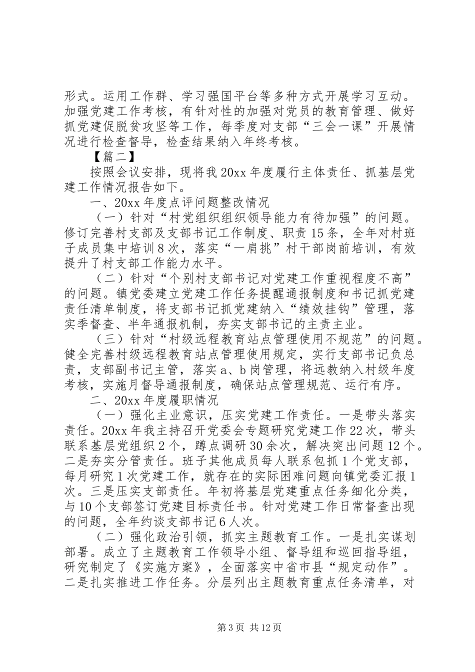 乡镇党支部书记述职报告5篇_第3页