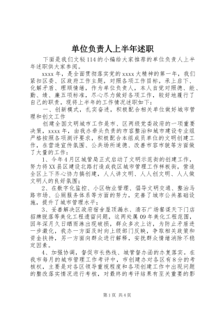 单位负责人上半年述职