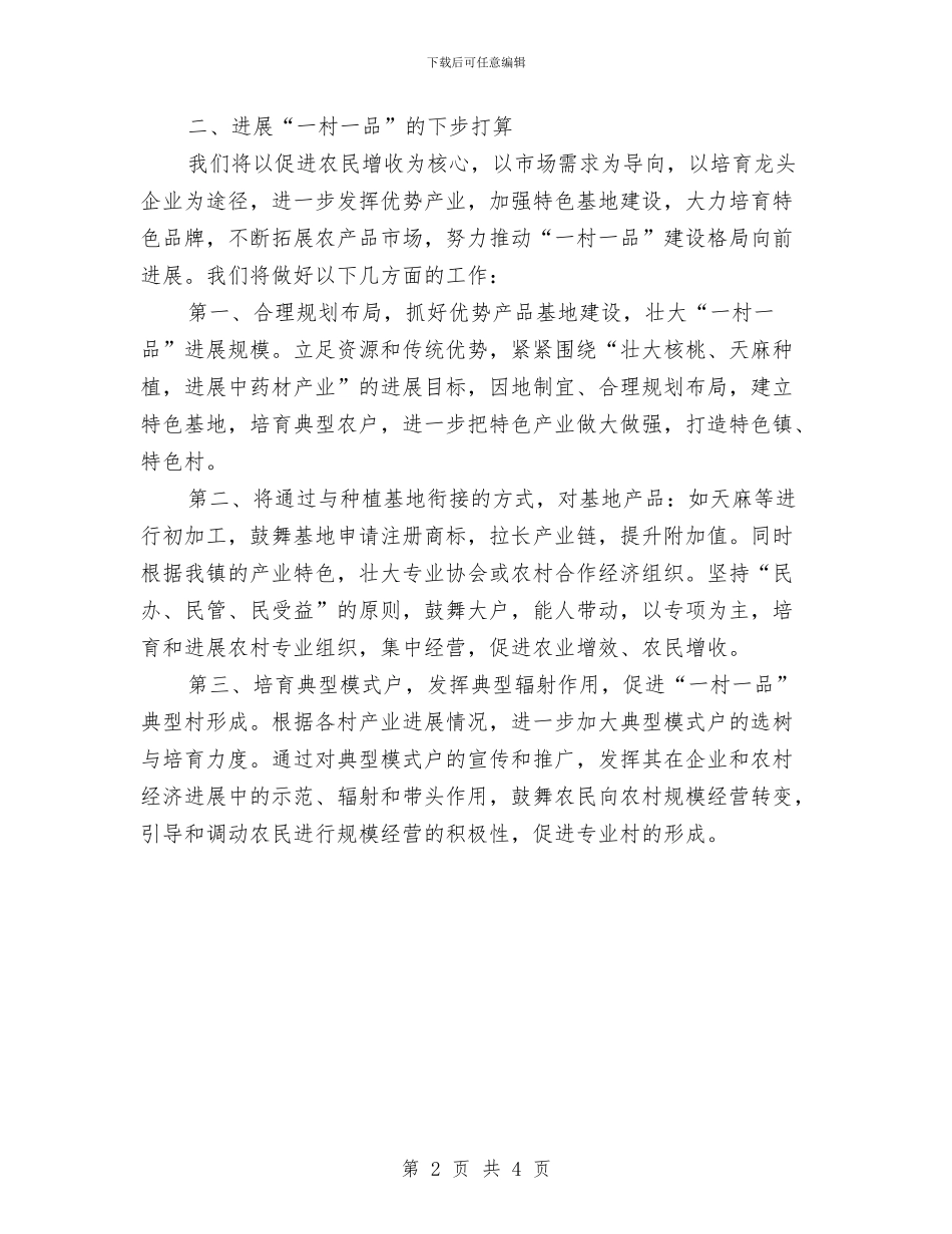 一村一品发展现状调查报告与一线工人个人工作总结汇编_第2页