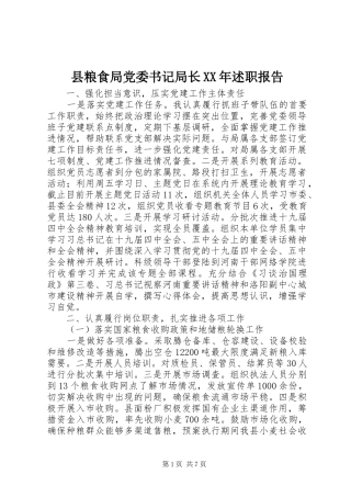 县粮食局党委书记局长XX年述职报告