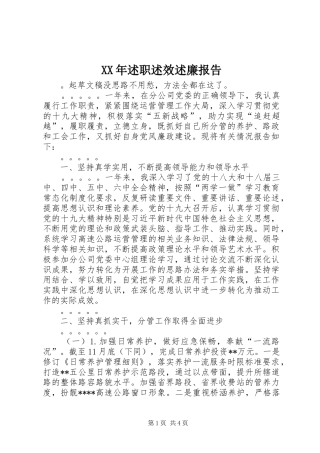 XX年述职述效述廉报告