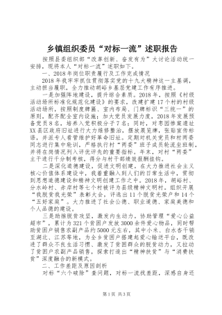 乡镇组织委员“对标一流”述职报告