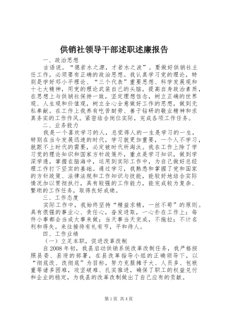 供销社领导干部述职述廉报告