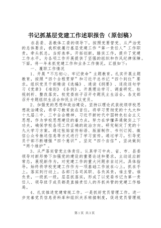 书记抓基层党建工作述职报告（原创稿）