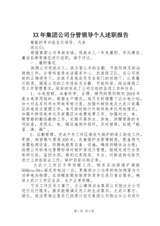 XX年集团公司分管领导个人述职报告