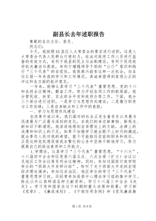 副县长去年述职报告