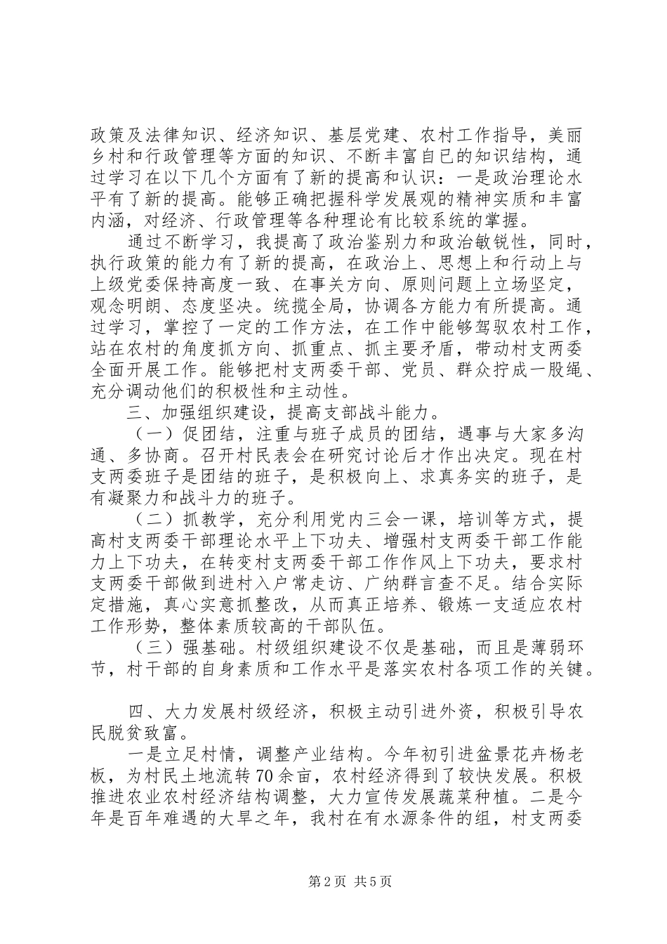 XX年村支部书记述职述廉报告_第2页