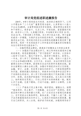 审计局党组述职述廉报告