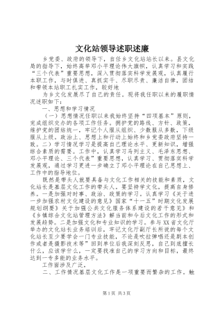 文化站领导述职述廉