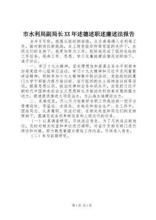 市水利局副局长XX年述德述职述廉述法报告