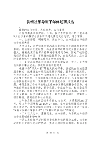 供销社领导班子年终述职报告