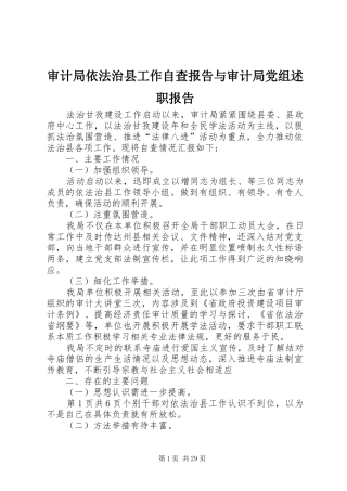 审计局依法治县工作自查报告与审计局党组述职报告