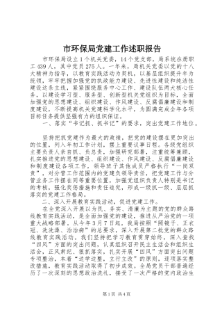 市环保局党建工作述职报告
