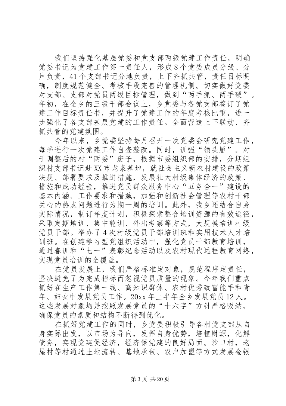 乡镇党政班子的述职述廉报告_第3页