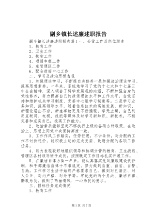 副乡镇长述廉述职报告