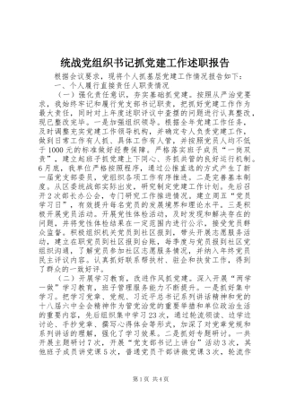 统战党组织书记抓党建工作述职报告