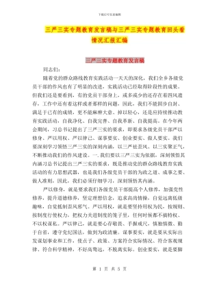 三严三实专题教育发言稿与三严三实专题教育回头看情况汇报汇编