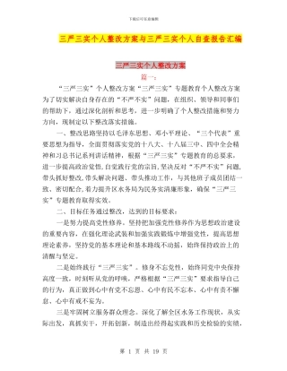 三严三实个人整改方案与三严三实个人自查报告汇编