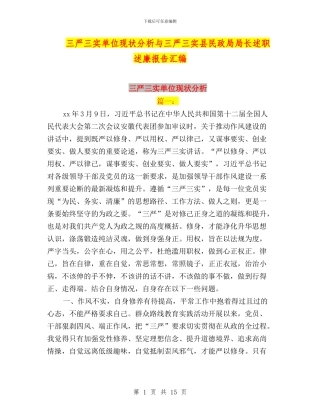 三严三实单位现状分析与三严三实县民政局局长述职述廉报告汇编