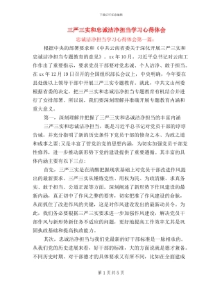 三严三实和忠诚干净担当学习心得体会