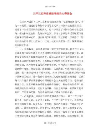 三严三实和忠诚干净担当心得体会