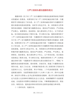 三严三实回头看自查报告范文