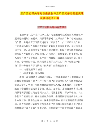 三严三实回头看的自查报告与三严三实基层党组织建设调研报告汇编