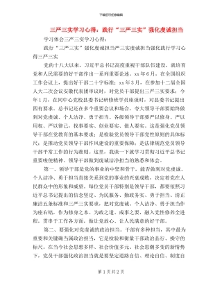 三严三实学习心得：践行“三严三实”强化虔诚担当