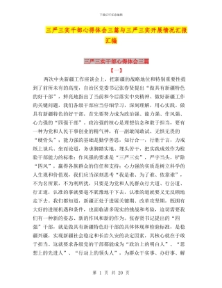 三严三实干部心得体会三篇与三严三实开展情况汇报汇编